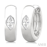 1/4 Ctw Bezel Set Marquise Cut Diamond Fashion Huggie Earrings in 14K White Gold